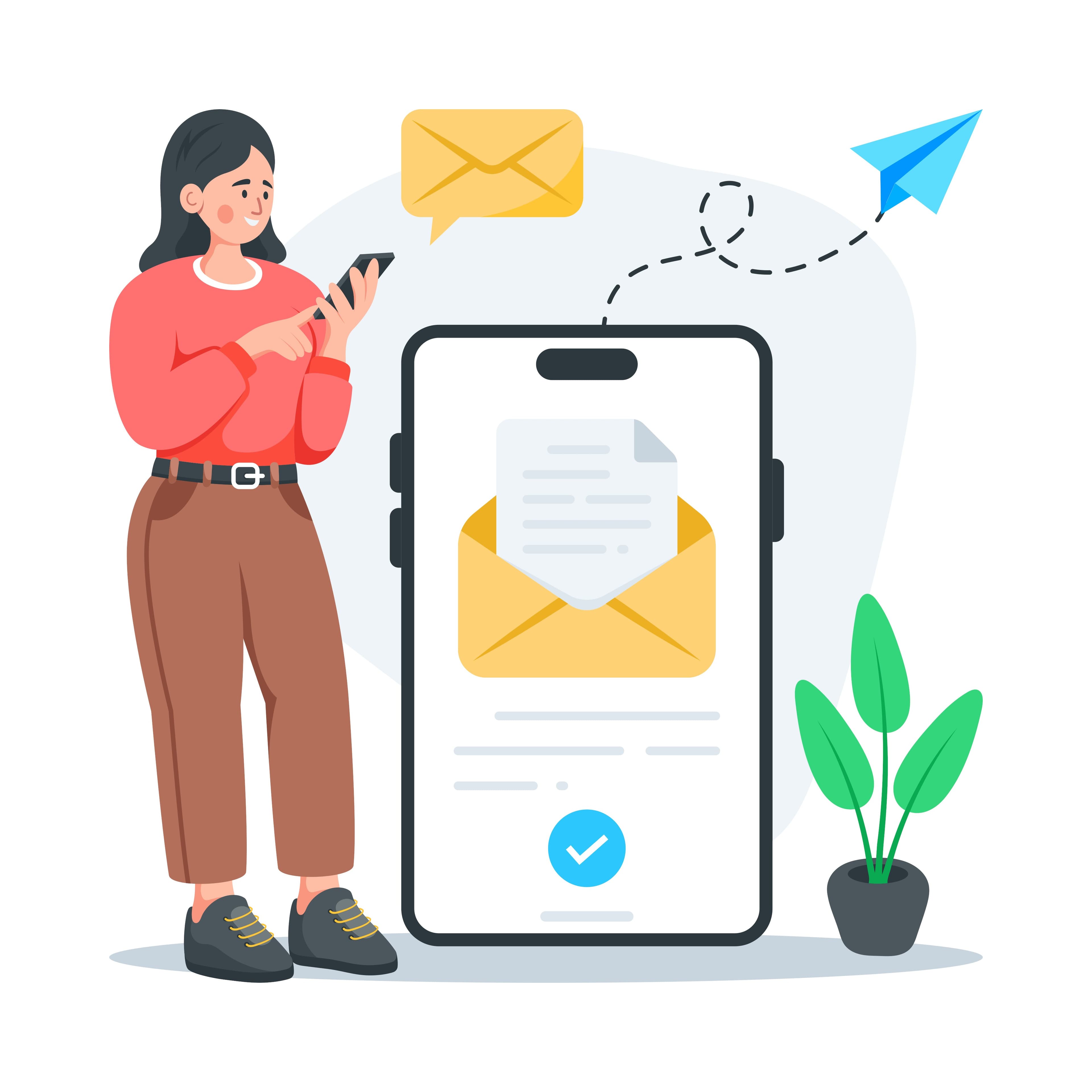 Woman checking email